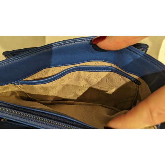 MICHAEL KORS Admiral Blue Lambs Leather Quilted SLOAN Handbag Purse - Picture 15 of 16